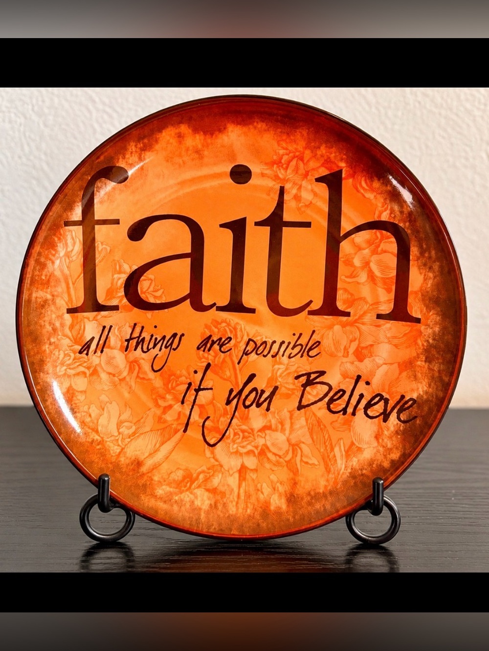 Faith Decorative Plate - Orange Inspirational Wall Art